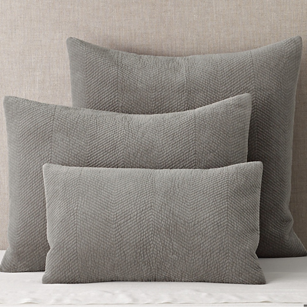 Restoration Hardware King Size Chevron Velvet Shams